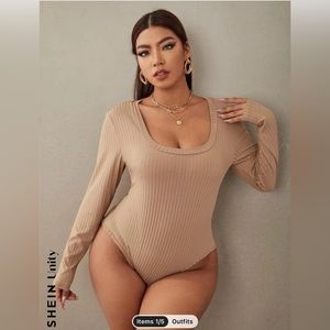 Plus solid scoopneck bodysuit